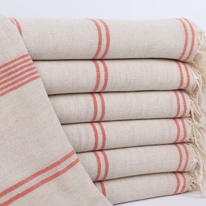 Turkish Beach Towel Personalized, Turkish Towel Beach, Orange Towel, Striped Towel, 36x79 Inches Monogrammed Towel, Bulk Order Towel,