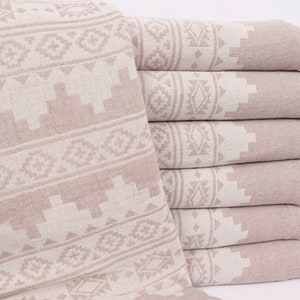 Couverture personnalisée, jeté en coton marron de 79 x 91 pouces, jeté kilim, couverture personnalisée, couverture à monogramme, jeté de lit pour lit,