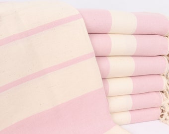Embroidered Beach Towel, Personalized Gift Box Towel, Light Powder Pink Towel, Striped Towel, 40x71 Inches Bridal Party Gifts,