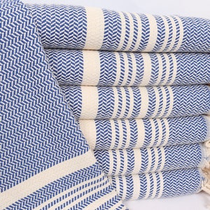 Personalized Dish Towel, Striped Hand Towel, Small Bath Towels, 18x40 Inches Sax Blue Cotton Dish Towel, Bathroom Towels, Christmas Favors,