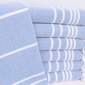 Gestreepte theedoek, Turkse theedoek, 18 x 38 inch blauwe katoenen theedoek, gepersonaliseerde handdoek, monogram keukenhanddoek, oma cadeau,