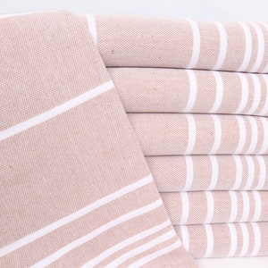 Monogram Hand Towel, 18x38 Inches Beige Cotton Tea Towel, Personalized Dish Towel, Turkish Tea Towel, Striped Tea Towel,