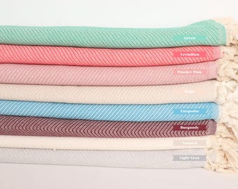 Coperta da tiro, coperta a zig zag, coperta personalizzata, coperta turca, coperta di cotone 67"x83", regalo fatto a mano, regalo per la sposa,