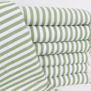 Personalized Gifts, 75x103 Inches Khaki Green Cotton Blanket, Striped Blanket, Bridesmaid Gifts, Bedspread, Bohemian Bedspread,