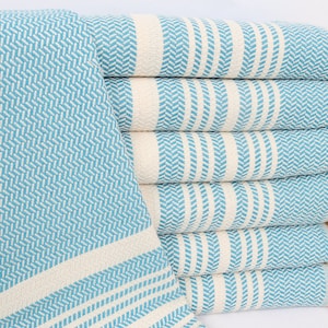 Wedding Favors, Striped Hand Towel, Turkish Hand Towel, 18x40 Inches Petrol Blue Cotton Tea Towel, Personalized Hand Towel, Small Towel,