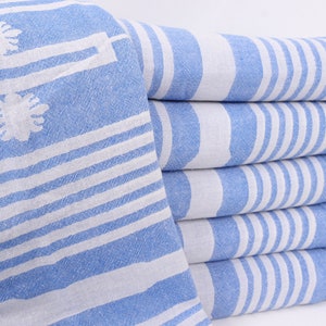 Wedding Favors, 60"x83" Blue Cotton Throw, Woven Blanket, Personalized Blanket, Patterned Throw, Personalized Gift For Him,