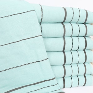 Boho Throw Blankets, Striped Throw, Bachelorette Party Favors, 79x99 Inches Mint Cotton Throw, Bridesmaid Gifts, Valentines Day Gift Idea,