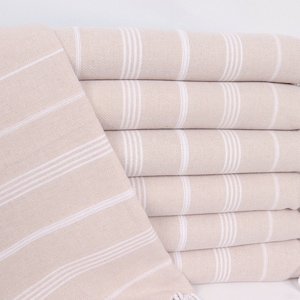 Striped Hand Towel, 18x38 Inches Beige Cotton Hand Towel, Personalized Dish Towel, Personalized Kitchen Towel, Wedding Gift, Family Gift,