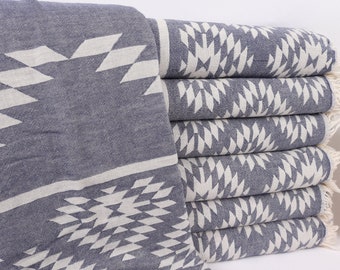 Couch Decke, 56 "x 83" Navy Baumwolle werfen, Boho Decken, Brautparty Geschenk, Tischdecke, Kelim werfen, türkische Tagesdecke,