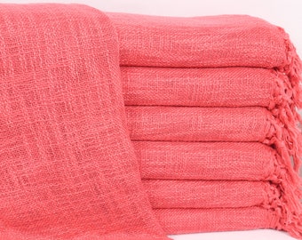 56x79 Inches Red Cotton Throw, Monogram Blanket, Solid Throw, Bachelorette Party Favors, Bachelorette Gifts, Bridal Shower Favors,
