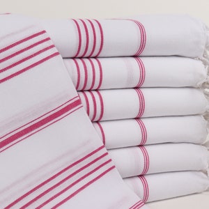 Bachelorette Party Favor, 40&quot;x71&quot; Fuchsia Cotton Towel, Bridesmaid Gift, Striped Towel, Handmade Gift, Turkish Towel, Turkish Towel Bulk,