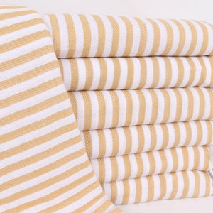 Bridesmaid Gifts, 75x103 Inches Mustard Cotton Blanket, Throw Blanket, Housewarming Gift, Striped Blanket, Wedding Shower Gift,