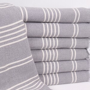 Custom Blanket, Striped Blanket, Monogram Blanket, Tablecloth, 71&quot;x95&quot; Dark Gray Cotton Blanket, Gift For Him,
