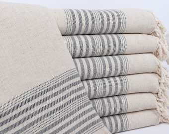 Turkish Towels Beach, Bridesmaid Gifts, Black Towel, Striped Towel, 40x79 Inches Linen Towel, Wedding Favor Bulk, Bridesmaid Towel,