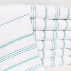 Turkish Tea Towel, Striped Tea Towel, Bridesmaid Gifts, 24&quot;x40&quot; Petrol Blue Cotton Tea Towel, Turkish Hand Towel, Home Decor Towel,