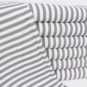 18&quot;x40&quot; Dark Gray Cotton Tea Towel, Striped Tea Towel, Personalized Kitchen Towel, Turkish Towel Hand Towel, Personalized Gift,