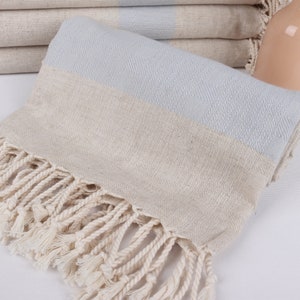 Personalized Wedding Gifts, Christmas Favors, Baby Blue Towel, Striped Towel, 36x71 Inches Linen Towel, Cute Beach Towel, image 4