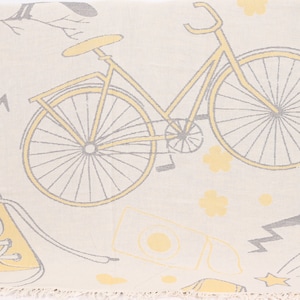 Bedspread, Bicycle Pattern Blanket, Turkish Blanket, 79x95 Inches Yellow Cotton Blanket, Throw Blanket Couch, Bachelorette Party Favor,