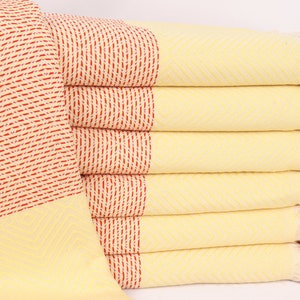 Diamond Blanket, Bedspread, Custom Blanket, 79x91 Inches Red-Yellow Cotton Blanket, Woven Throw Blanket, Xmas Gifts,
