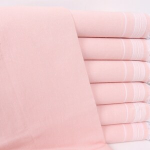 Striped Throw, Turkish Blanket, 56x91 Inches Light Coral Cotton Throw, Monogram Blanket, Bridesmaid Gifts, Valentines Day Gift,