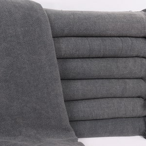 Stonewashed Chevron Blanket, Woven Blanket, 69x87 Inches Gray Cotton Blanket, Monogram Blanket, Personalized Gifts, Personalised Gift,