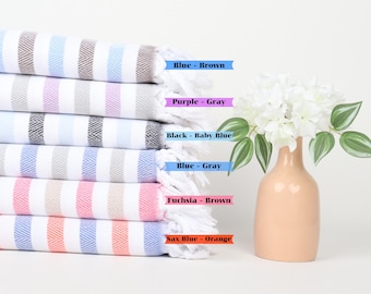 40"x63" Cotton Towel, Personalized Turkish Towel, Summer Gift, Baby Boy Gift, Striped Towel, Bath Towel, Personalized Gift For Her,