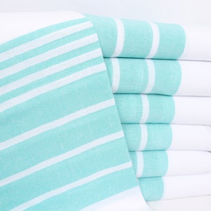 Turkish Tea Towel, 20x40 Inches Green Cotton Dish Towel, Striped Tea Towel, Small Bath Towels, Wedding Favors, Wedding For Favor,