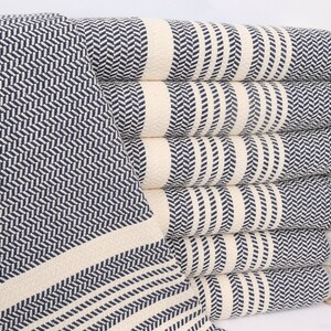 Personalized Gift, Striped Dish Towel, 18x40 Inches Navy Cotton Hand Towel, Bridesmaid Gifts, Custom Hand Towel, Wedding For Favor,