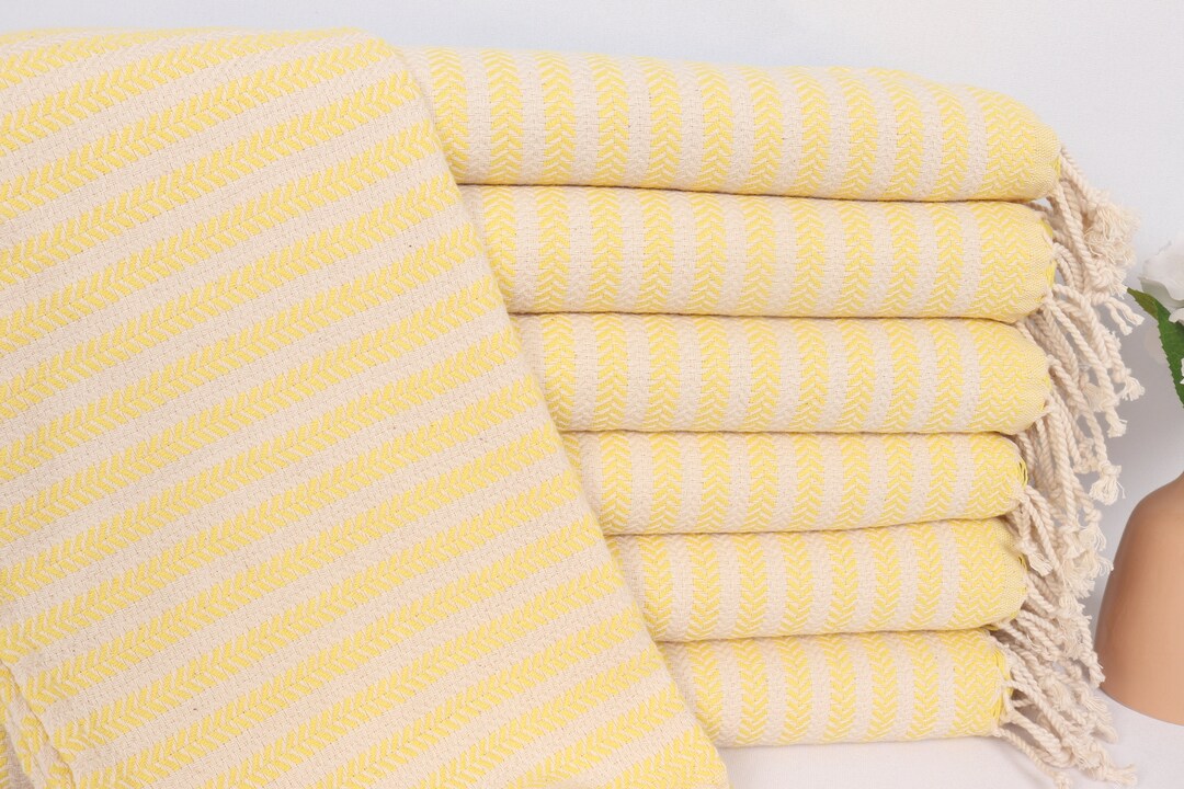 Bathroom Towels, Custom Hand Towel, 18x40 Inches Light Yellow Cotton
