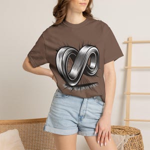 Version 2- Infinity Loop Illustration T-shirt | Monochrome Line Art, Surreal Symbol