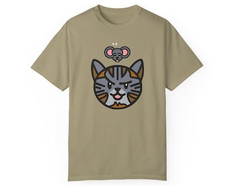Funny Cat T-Shirt: Playful Cat and Mouse Design-Feline Furbaby Tee