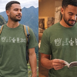 Nazca Lines T-Shirt – Ancient Peru Geoglyph Symbols Tee – Mysterious and Minimalist History Shirt