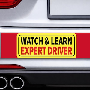 Pegatina divertida para coche: calcomanía para parachoques de "Conductor experto" - Vinilo impermeable, regalo humorístico para conductores