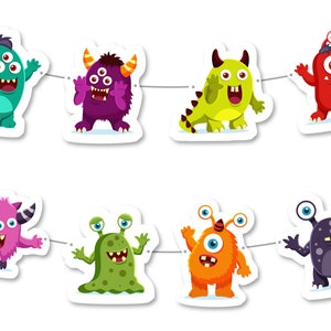 DIY Monster Banner - Monster Party Banner - Monster Party Props - Monster Stickers - Monster Printable - Monster Birthday - Monster Party