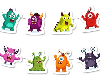 DIY Monster Banner - Monster Party Banner - Monster Party Props - Monster Stickers - Monster Printable - Monster Birthday - Monster Party