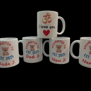 Personalised Mug - Baby Announcement - Promoted to Dadi Ji Dada Ji Nani Ji Nana Ji - Indian Pregnancy Reveal - Desi Grandparent Gift