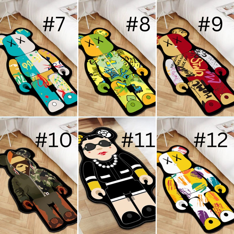 3D Cartoon Bearbrick Rug Carpet Baped Spongebobed Rug Carpet Etsy