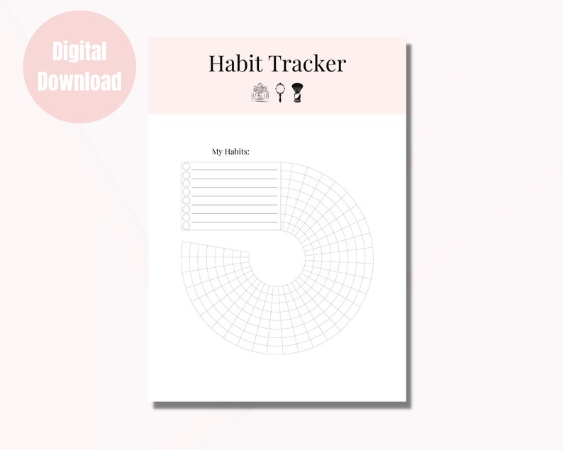 Circle Habit Tracker Printable Template Daily Fitness or Etsy