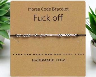 Morse Code Bracelet | 'F*ck Off' Secret Message, Adjustable
