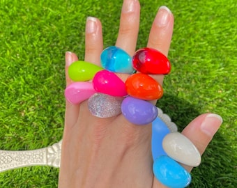 Chunky Bubble Resin Rings / Chunky Rings / Resin Rings / Chunky Rings / Statement Rings / Dome Rings / 90s Rings / Y2K Rings / Funky Rings