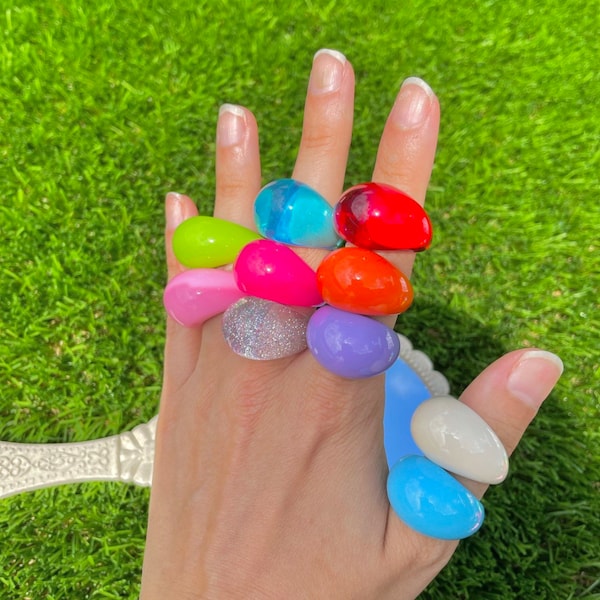 Chunky Bubble Resin Rings / Chunky Rings / Resin Rings / Chunky Rings / Statement Rings / Dome Rings / 90s Rings / Y2K Rings / Funky Rings