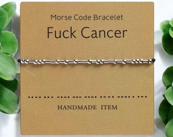 F Cancer Stirling Silver Plated Morse Code Bracelet | Secret Message Gift