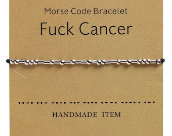 F*ck kanker morsecode armband | Morsecode geheim bericht verstelbare armband cadeau aanwezig / kanker overlevende geschenken / kanker armbanden