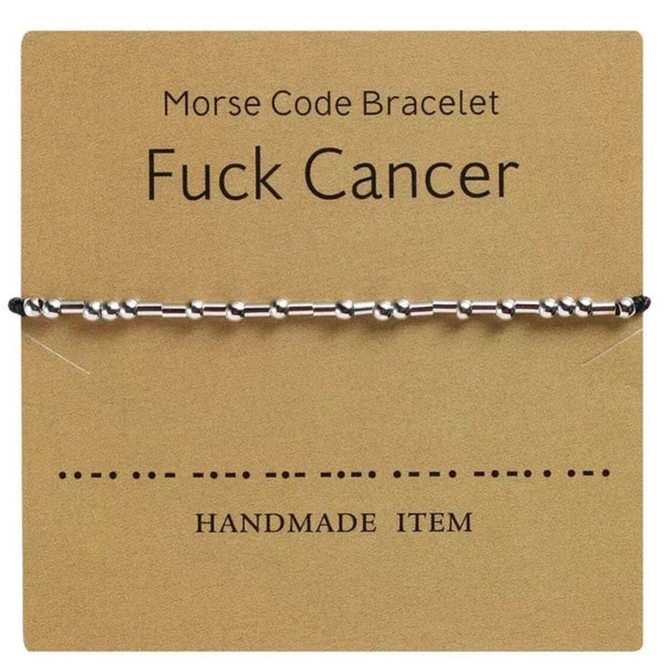 F*ck Cancer Stirling Silver Plated Morse Code Bracelet | Morse Code Secret Message Adjustable Bracelet Gift Present