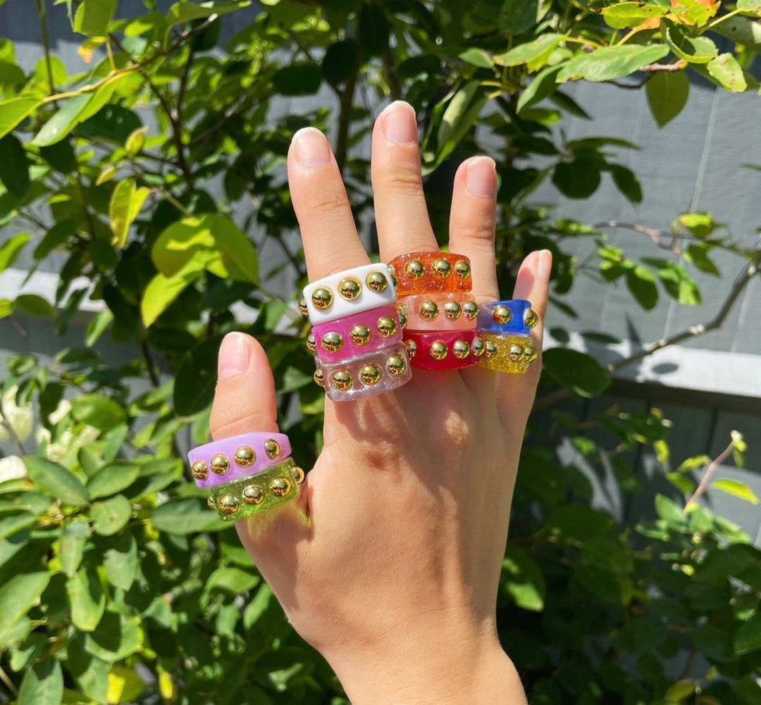 Chunky Beaded Resin Rings / Chunky Rings / Resin Rings / Chunky Rings