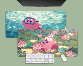 Cute Kirby Long Mousepad, Long Desk Mats, 80cmx30cm Mousepad, Kawaii Birthday Gift Idea, Anime Game Mats, Gaming Mousepad, Video Games Kirby