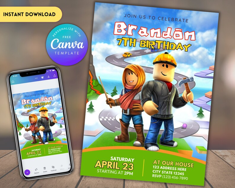 Editable Roblox Birthday Invitation Template Printable - Etsy