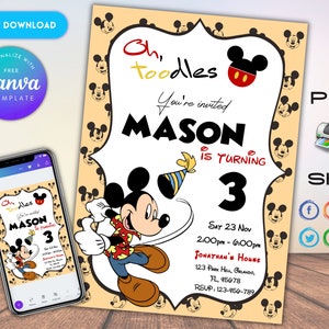 Editable Mickey Birthday Party Invitation | Printable Digital Invite for Boys & Girls | Birthday Invitation | Clubhouse Birthday Invitation