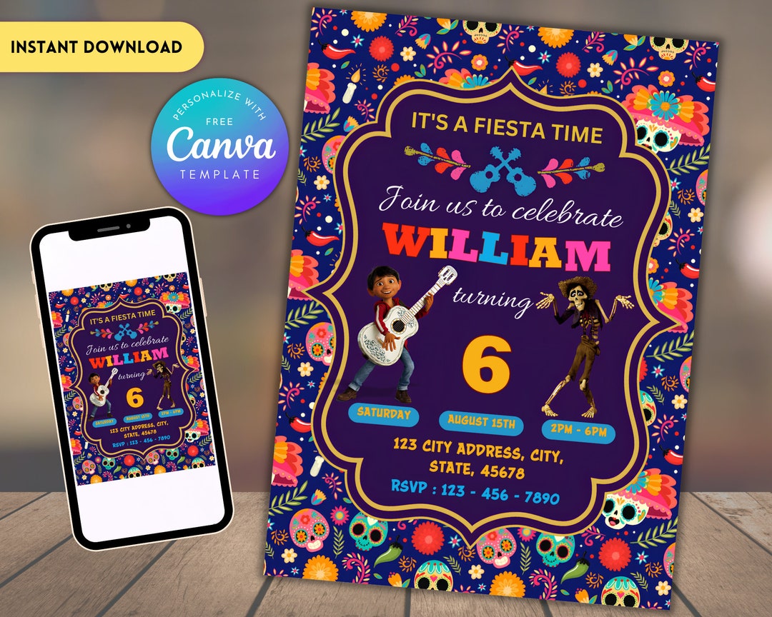 Editable Coco Birthday Party Invitation Template, Coco Birthday ...
