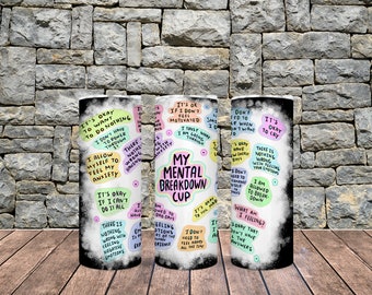 20 oz tumbler wrap, Mental Health tumbler wrap, PNG Download, 300 DPI, Straight tumbler wrap, Digital Download